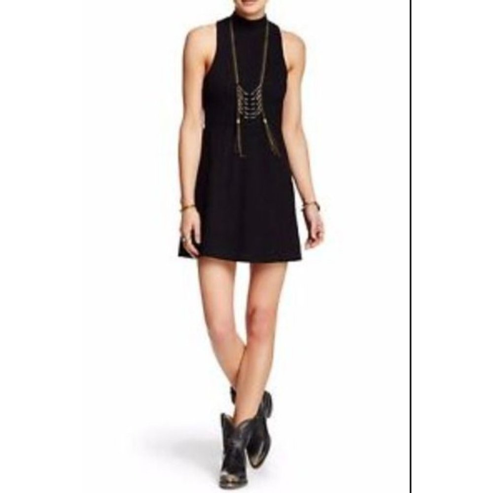 Free People Mary Jane Women's Dress Fit & Flare Black Sz XS Mini Casual NWT